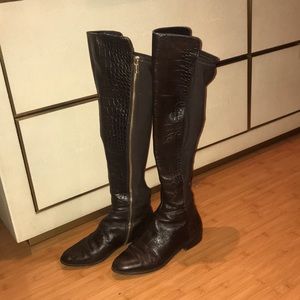 Michael Kors Brown BROMLEY Genuine Alligator Leather boots 6